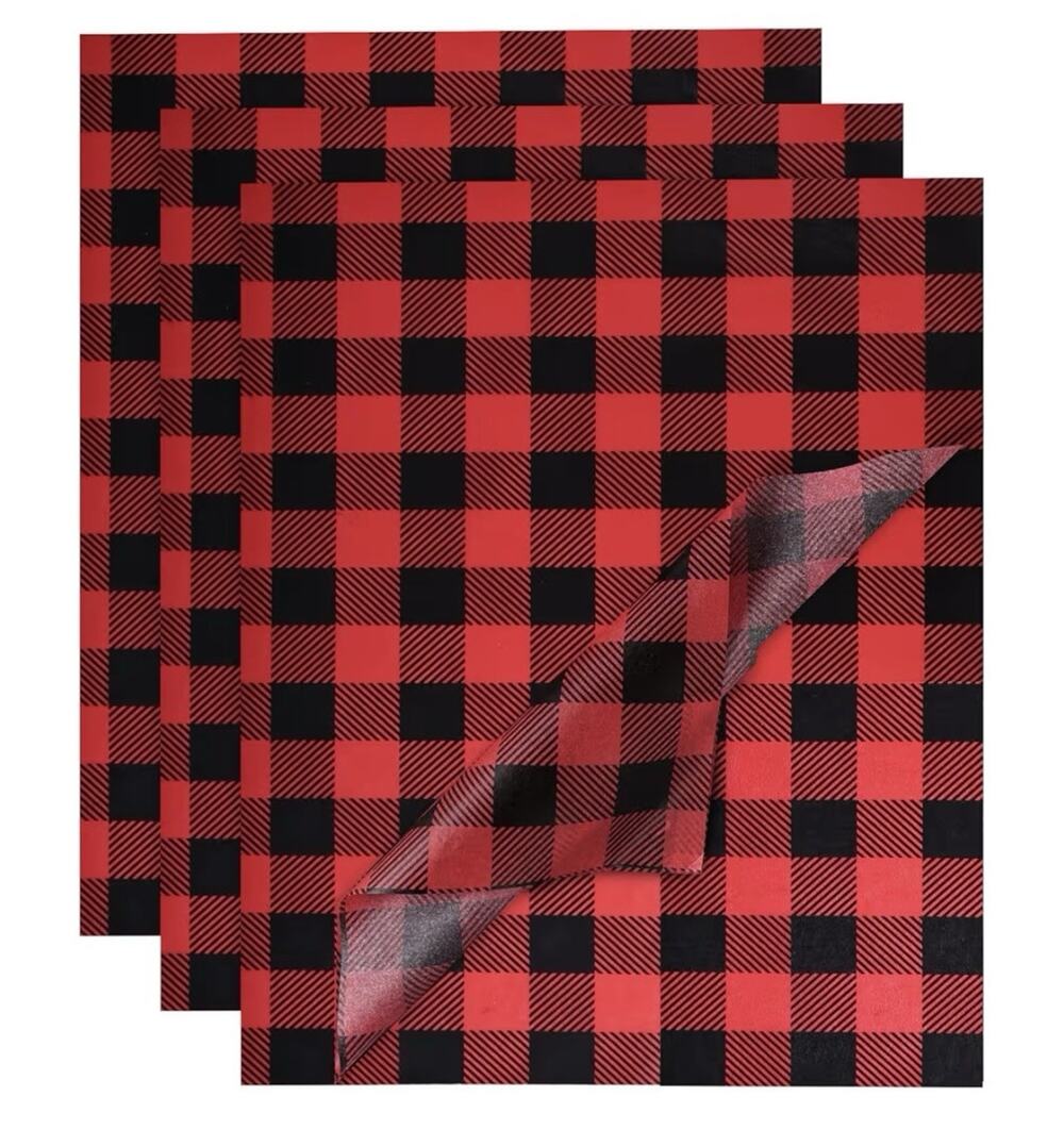 Buffalo Plaid Tissue Paper, Black And Red Gift Wrapping Tissue Paper